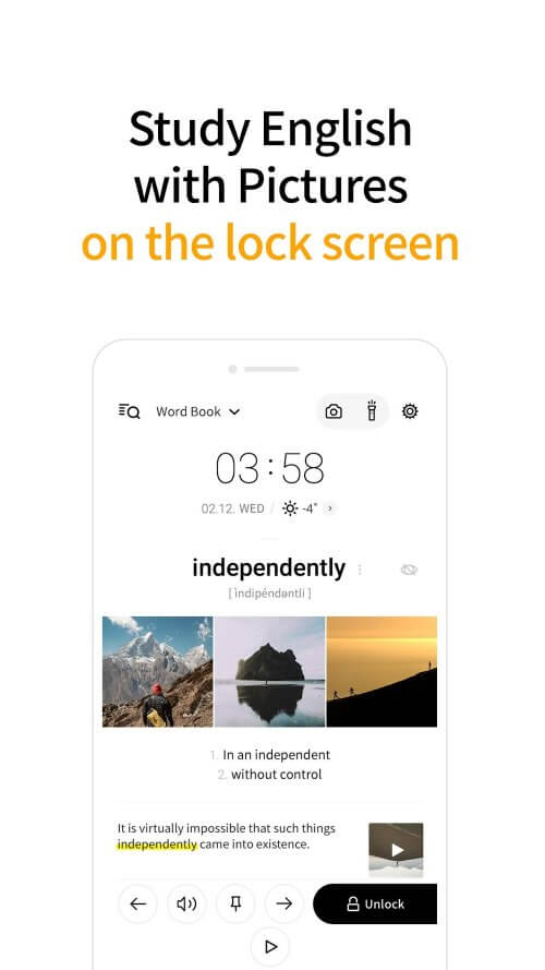 Lockscreen English Dictionary