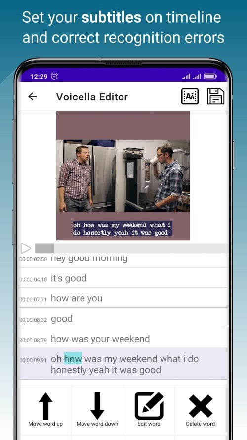 Voicella -video auto subtitles