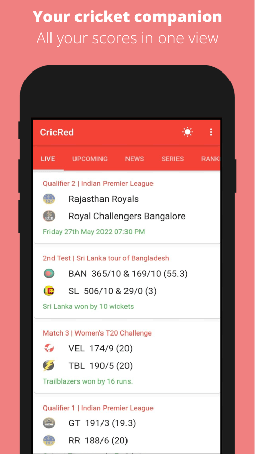 CricRed – Cricket Live Score