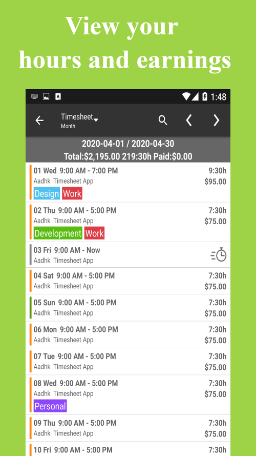 Timesheet – Work Hours Tracker